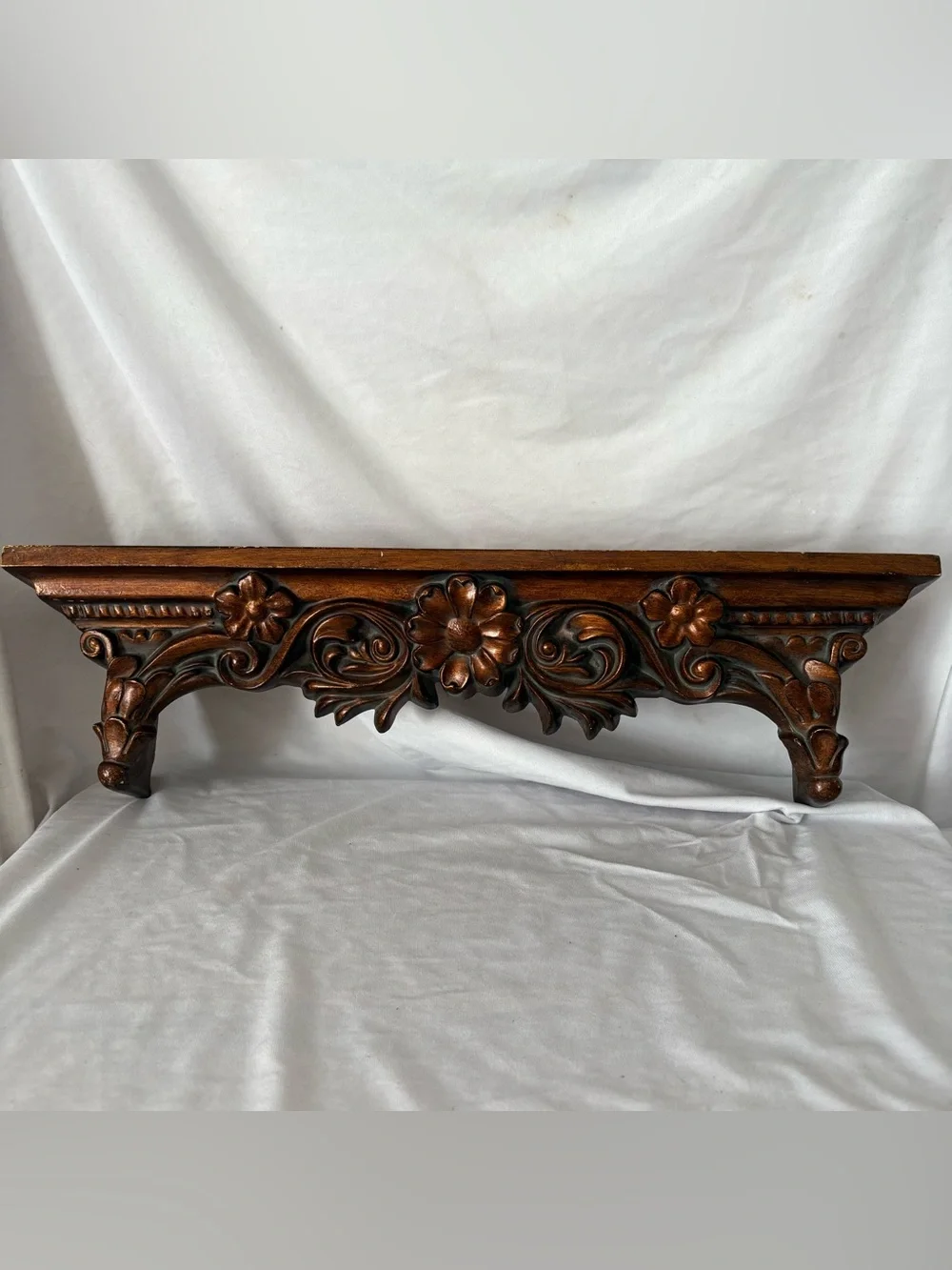 Vintage wooden baroque floral filigree wall shelf home decor large home